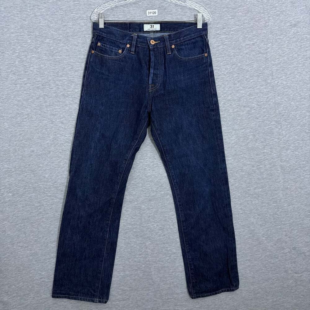 Tellason Stock Mens Size 31 Dark Indigo Raw Denim Jeans Made In USA Straight